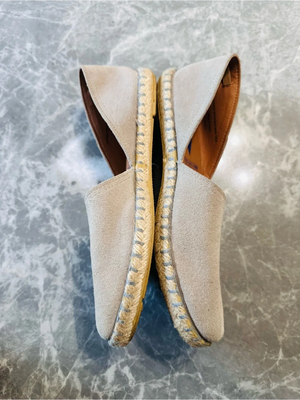 VERBENAS Cruz Size 7.5 Suede Peep Toe Espadrille Flats Sandals Made in Spain